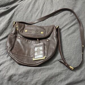 Marc by Marc Jacobs Dark Brown Leather Crescent Crossbody with Gold Hardware